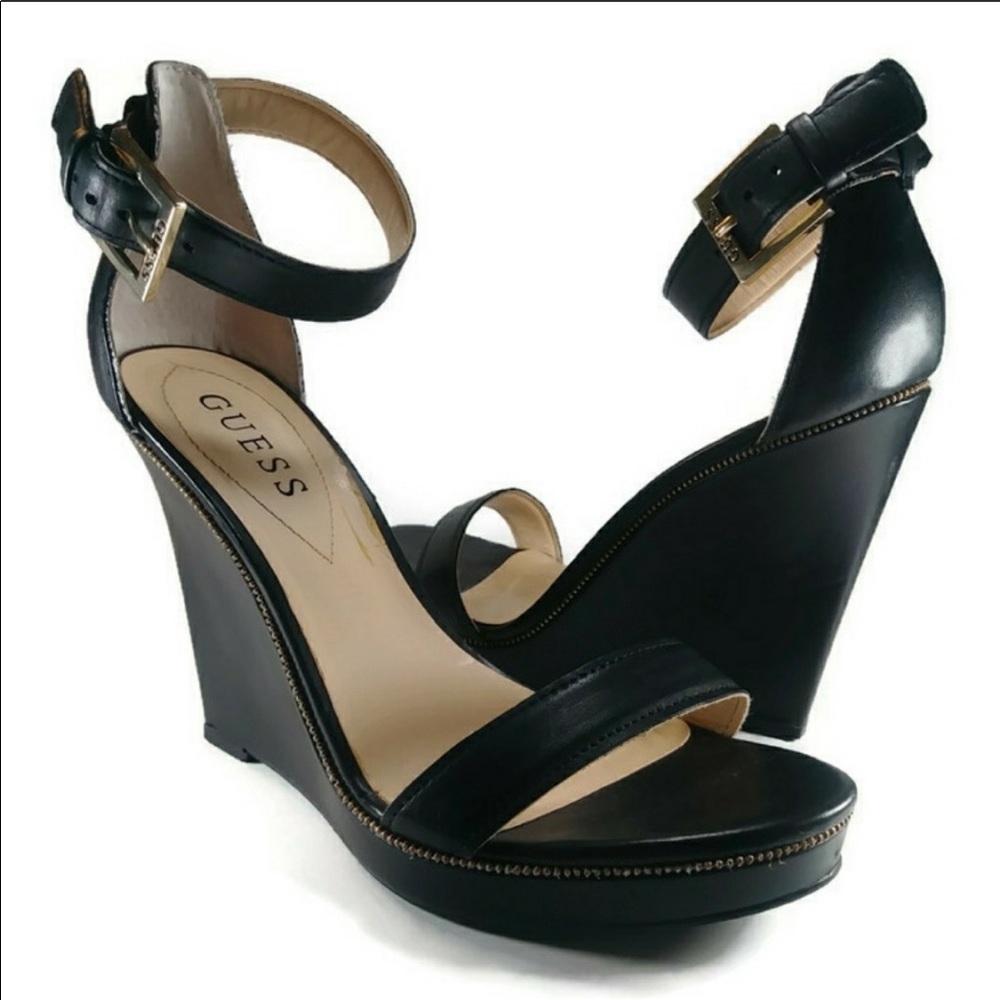 Guess Black Wedge Sandals